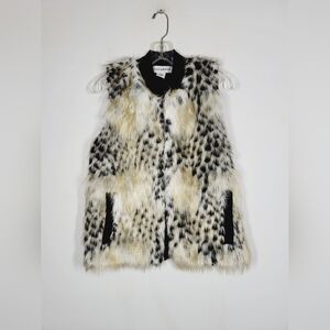 NWT SAG HARBOR Faux Fur Leopard Print Vest, Size Small